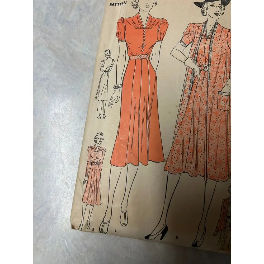 Vintage 1930's-40's Advance Pattern‎ #2101 Tea Frock and Bolero Size 16 HTF